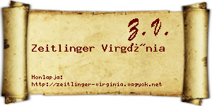 Zeitlinger Virgínia névjegykártya
